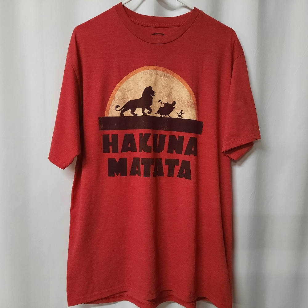 Disney The Lion King Hakuna Matata Simba Timon Pumba Adult Sz XL Red Movies